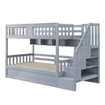 Wooden Bed 90x200cm Hydraulic Storage Stairs Shelves Loft Bunk Youth Bed, Grey