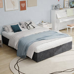 Bed Frame 160x200CM Gas Lift Storage Gray Dutch Velvet