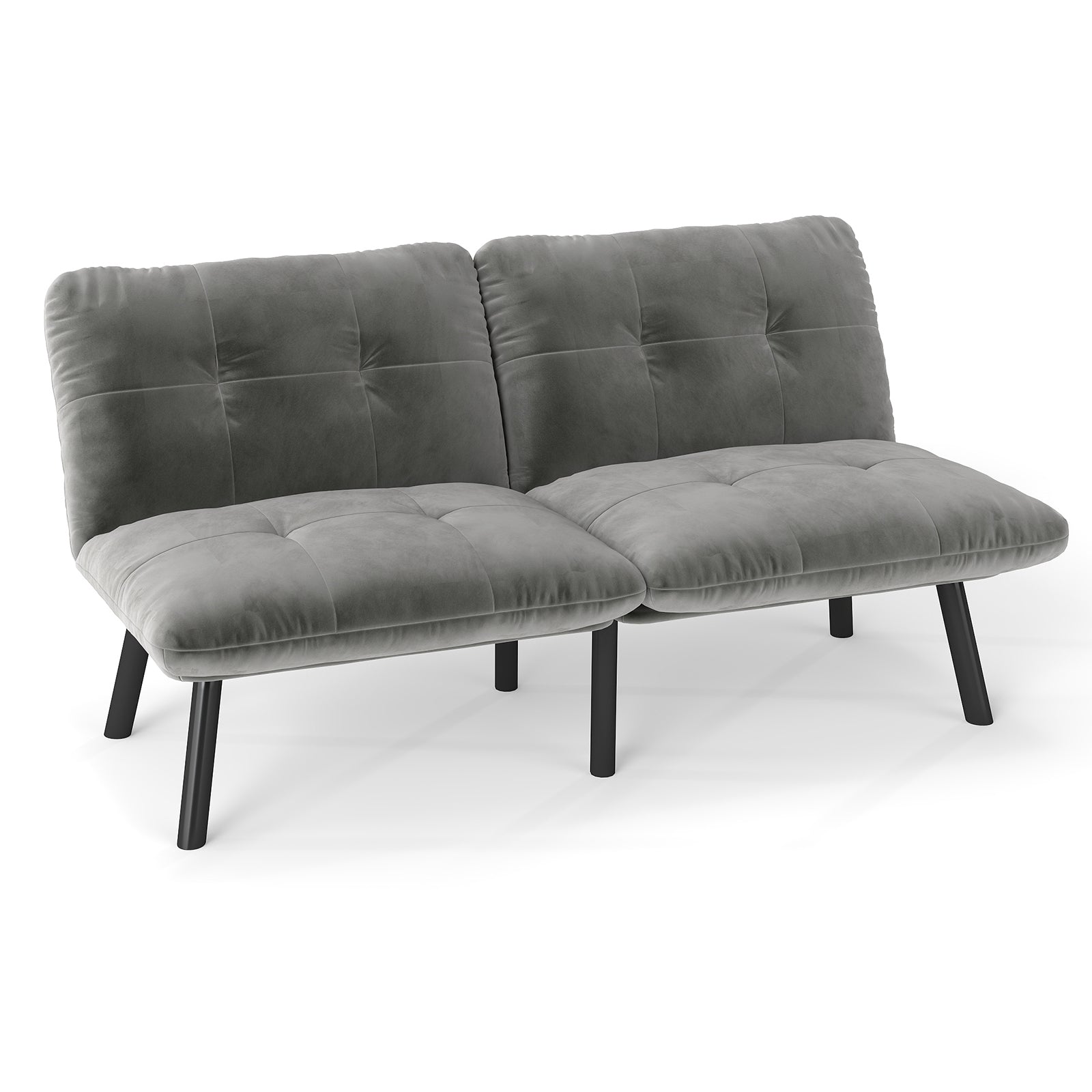 Foldable Futon Sofa Bed 2-Seater Guest Bed - Grey