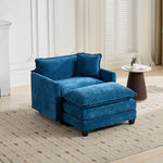 Cloud Sofa Ottoman - Modern Double Layer Upholstered Cushion - Chenille Blue