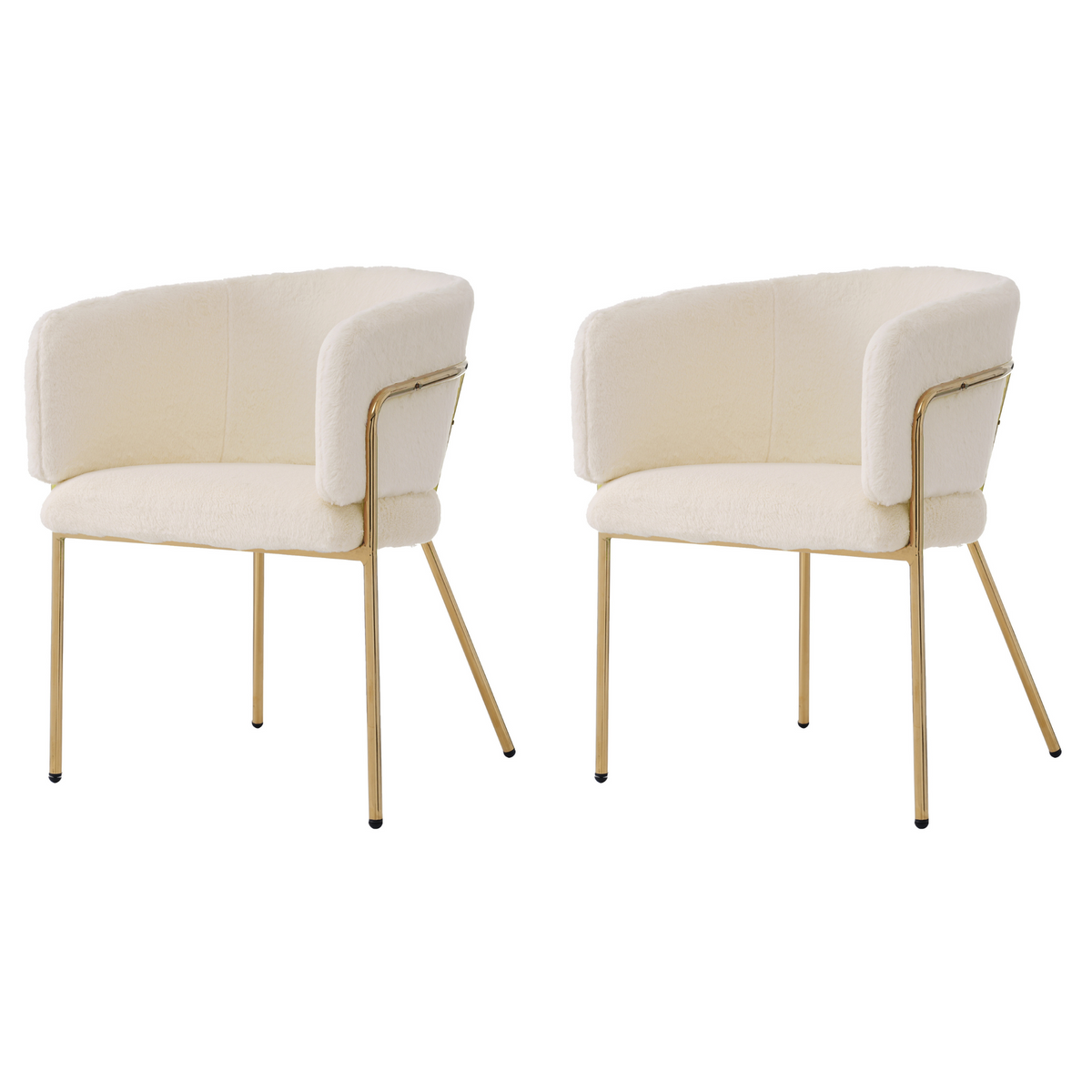 Leisure Chair Set of 2, Dressing/Dining, Metal Legs, Imitation Rabbit Down Beige
