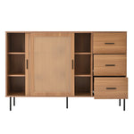 Country-style sideboard with two sliding doors and three drawers, adjustable shelves, in wood.