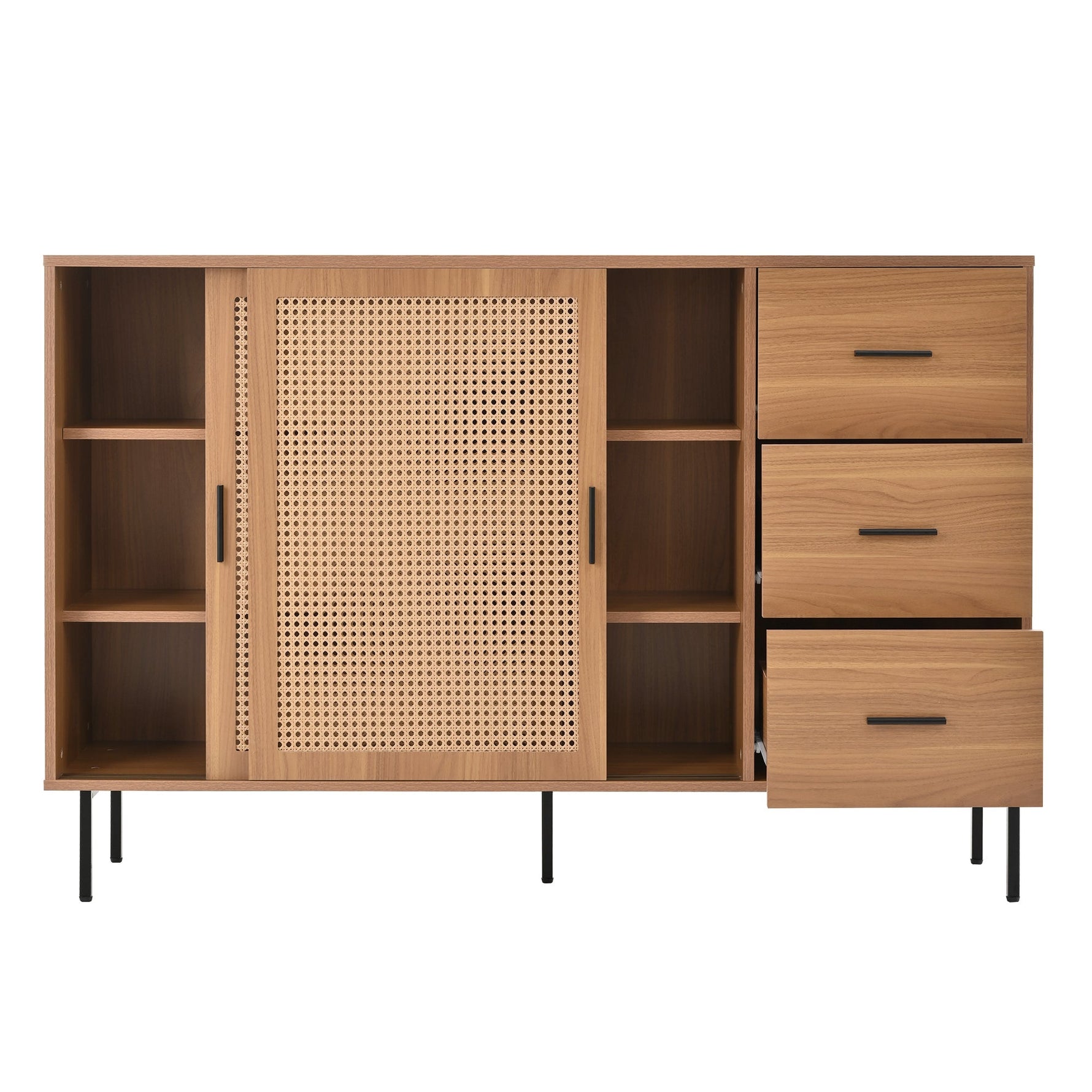 Country-style sideboard with two sliding doors and three drawers, adjustable shelves, in wood.
