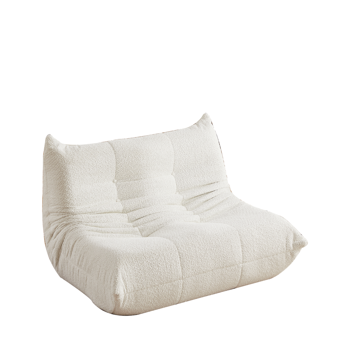Togo Two-Seater Sofa with Memory Foam and Floor Lounge Design, Chenille