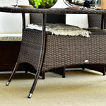 Dining Table, Poryrattan Glass 150x85x74cm Safety Glass, Brown/Black