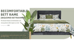 Upholstered Bed, Modern Minimalist with Soft Headboard, 140x200 cm, Grey