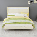 Upholstered Bed with LED Headboard & Mattress 140x200 cm, Beige