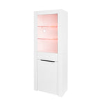 Display Cabinet with App LED Lights and Shelves, White