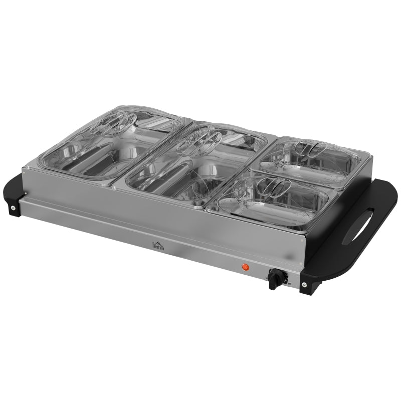 Buffet Warmer, 6.8L Hot Plate 300 Watt Adjustable Thermostat, Stainless Steel