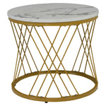 Nesting Coffee Table Set Modern Round Set of 2 Marble Veneer - Gold Frame