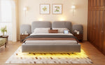 Upholstered Bed 180x200cm with Storage & LED, Grey Velvet