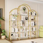 Cloud Shape Display Shelf 170x190cm 5-Tier Storage Steel Tube MDF Gold + White