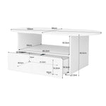 Coffee table, cloud-shaped with drawers and storage compartments