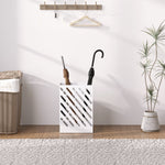 Umbrella stand with 4 hooks and water tray, steel, white