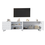 TV Cabinet Lowboard 200cm 3-Door Printed Design - White