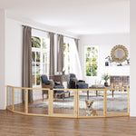 Dog Gate, Bidirectional Folding, Pinewood Metal Natural