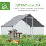 Chicken Coop Free-Range Enclosure, 300 x 200 x 200 cm, 4-6 Chickens, Steel, Silver