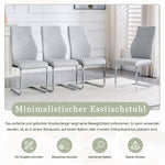Dining Chairs Set of 2 with High Backrest and Diamond Pattern, Light Grey PU Leather