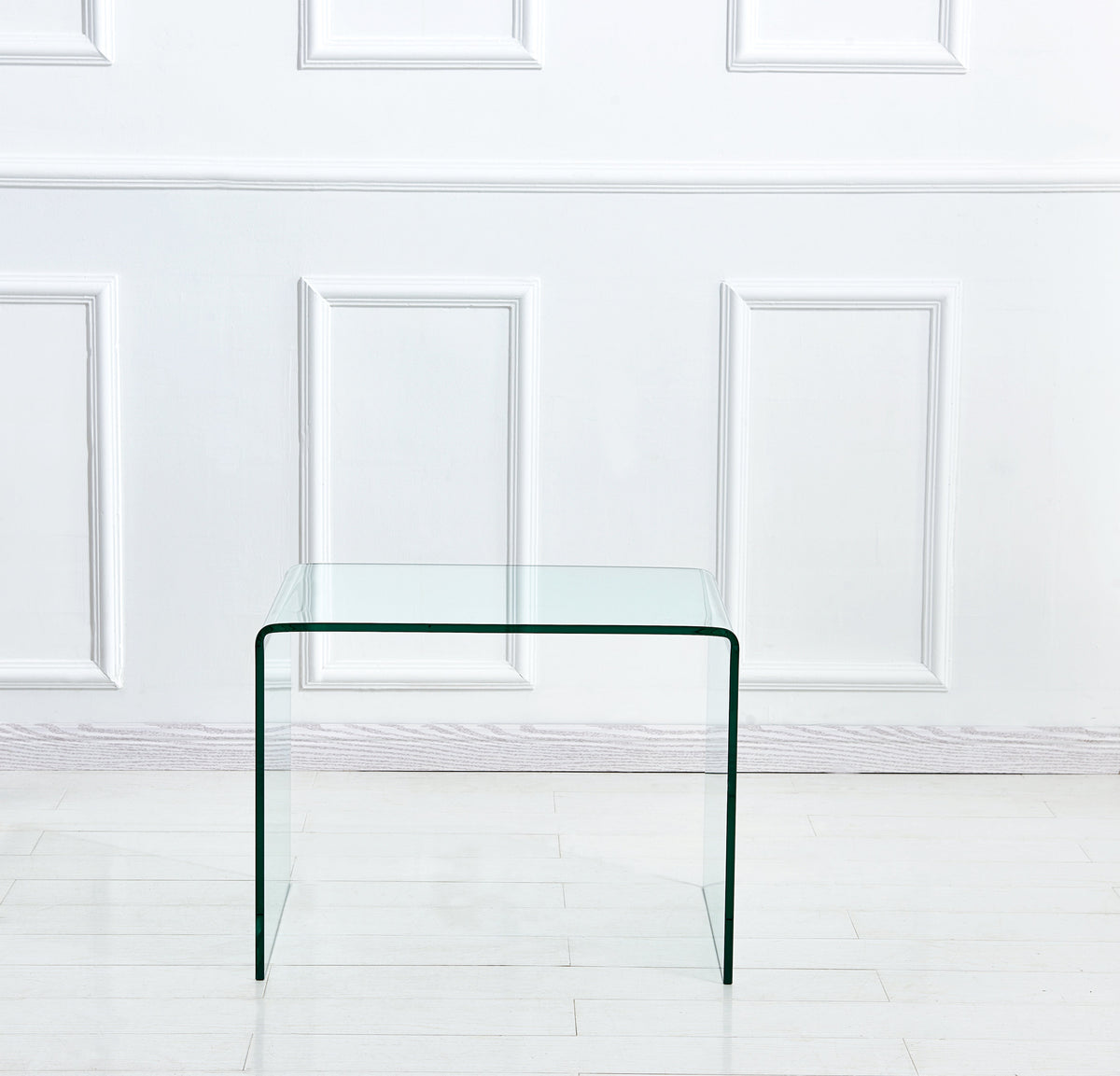 Tempered Glass Side Table, Transparent End Table and Sofa Table, Clear Bent Glass