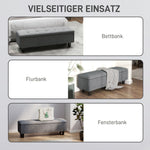 Storage Bench Upholstered with Wooden Legs 138x40x45cm, Dark Grey Linen