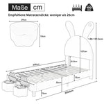 Upholstered Bed with Storage Stools, LED Lighting and Bunny Ears, Pink French Velvet