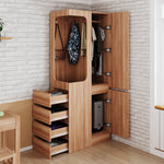 Wardrobe 70x40x170cm Drawers Storage Single Door, Wood Color
