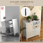 Chest of Drawers Storage Cabinet, 2 Drawers 3 Compartments, Anti-tip, White