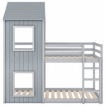 Bunk Bed 90x200cm House Bed with Ladder and Canopy Solid Wood Grey
