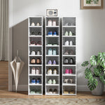 Shoe Boxes Stackable Foldable 8 Piece with Transparent Doors White