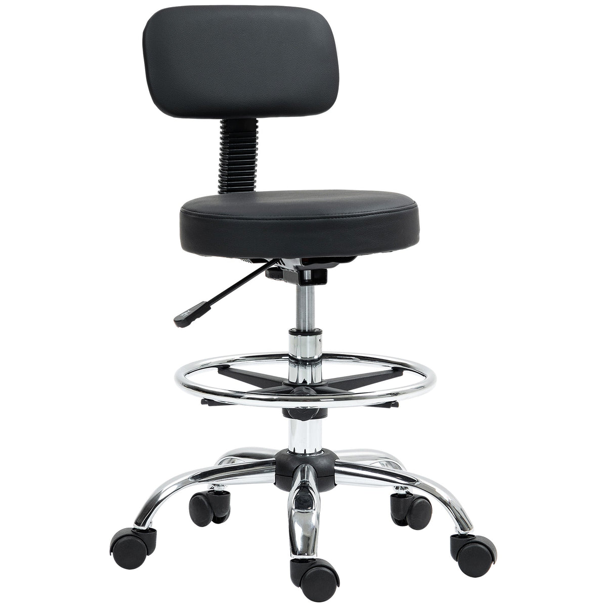 Office Chair, Ergonomic Height-Adjustable with Footrest, Faux Leather Black
