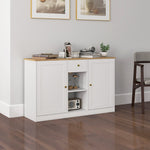 Sideboard Storage Cabinet with Drawer, 2 Doors, 2 Open Shelves, White