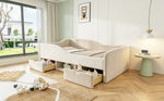 Upholstered Children's Bed 90x190 with 2 Drawers, Beige Velvet