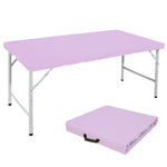 Portable Folding Table 125cm, Adjustable Height, Purple