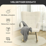 Rocking Chair, Armrests Wooden Base, Beige