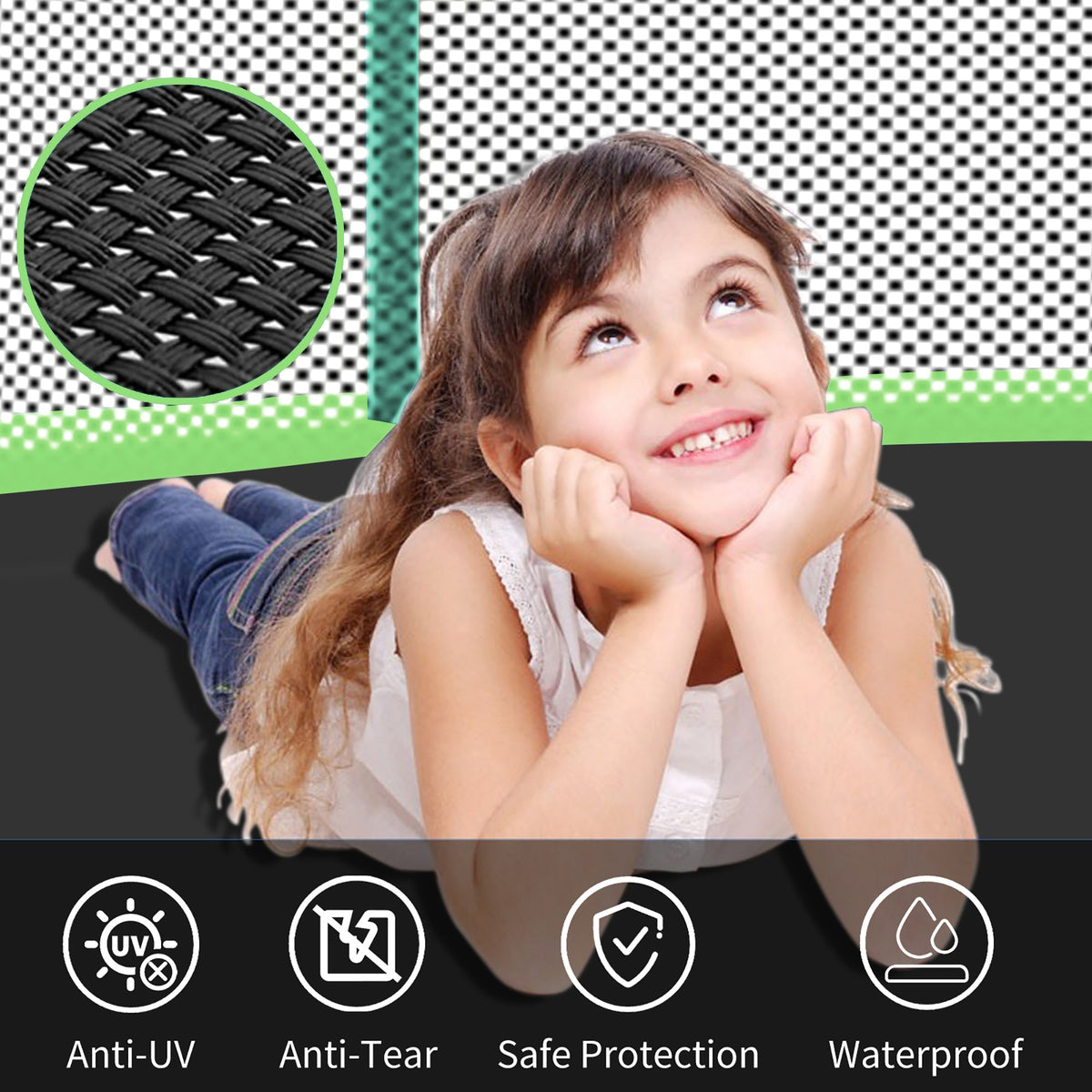 8FT Trampoline with Safety Net and Ladder, 181kg Capacity, Green