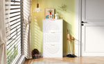 Narrow Shoe Cabinet 3 Doors 60x24x114cm - White