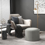 Ottoman Round Stool with Storage and Hinged Lid, grey linen look