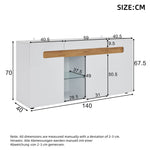 Sideboard 3-Door LED Control 140x40x70cm High-Gloss White