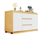 Desk, Multifunctional Rotating, Lockable Casters, White/Oak