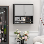 Storage Cabinet with 2 Doors and Adjustable Shelves, Black Metal