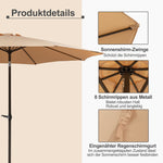 Garden Parasol 300x245cm Double Crank 8-Ribs Waterproof Fabric Khaki