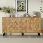 Sideboard, 4 Doors Storage, Wood Color
