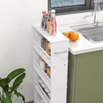 Rolling Trolley 4-Shelf Narrow Serving Storage 45x15x91cm White