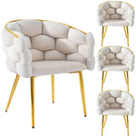 Velvet Chairs Set of 4 Modern Gold Legs - Beige