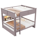 Bunk Bed 160x200 with Storage Cabinets & LED Light, Brown