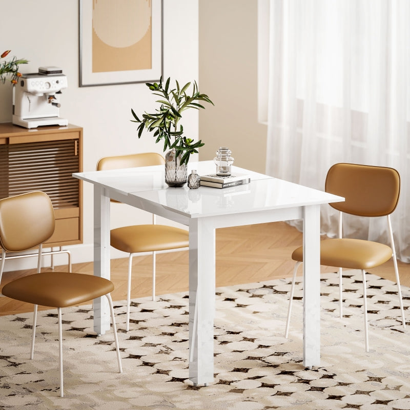 Extendable Dining Table, 120-160 x 70 cm, 4-6 People, High Gloss White MDF