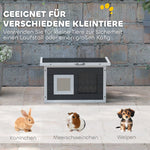 Wooden Cat House, Scratching Mat, Weatherproof, Indoor/Outdoor, Grey