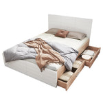 Double Bed 160x200cm, Modern Wooden Frame with 2 Drawers, Oak/White