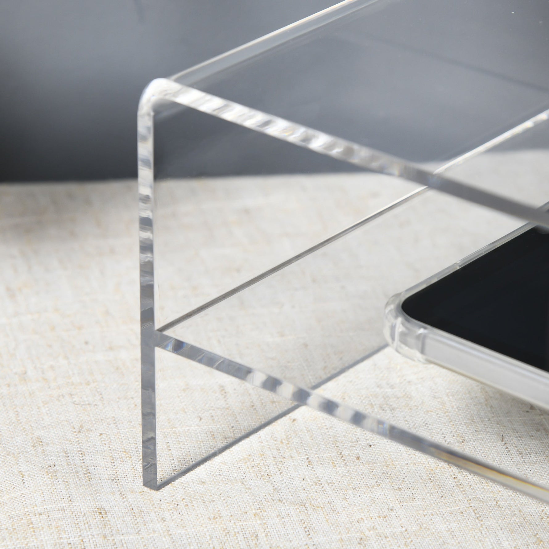 Monitor Stand with Keyboard Compartment 2 Tiers for 24 Inch - Transparent Acrylic