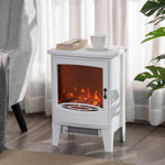 Electric Fireplace, LED Flame Effect 900/1800W, White Metal & ABS Plastic